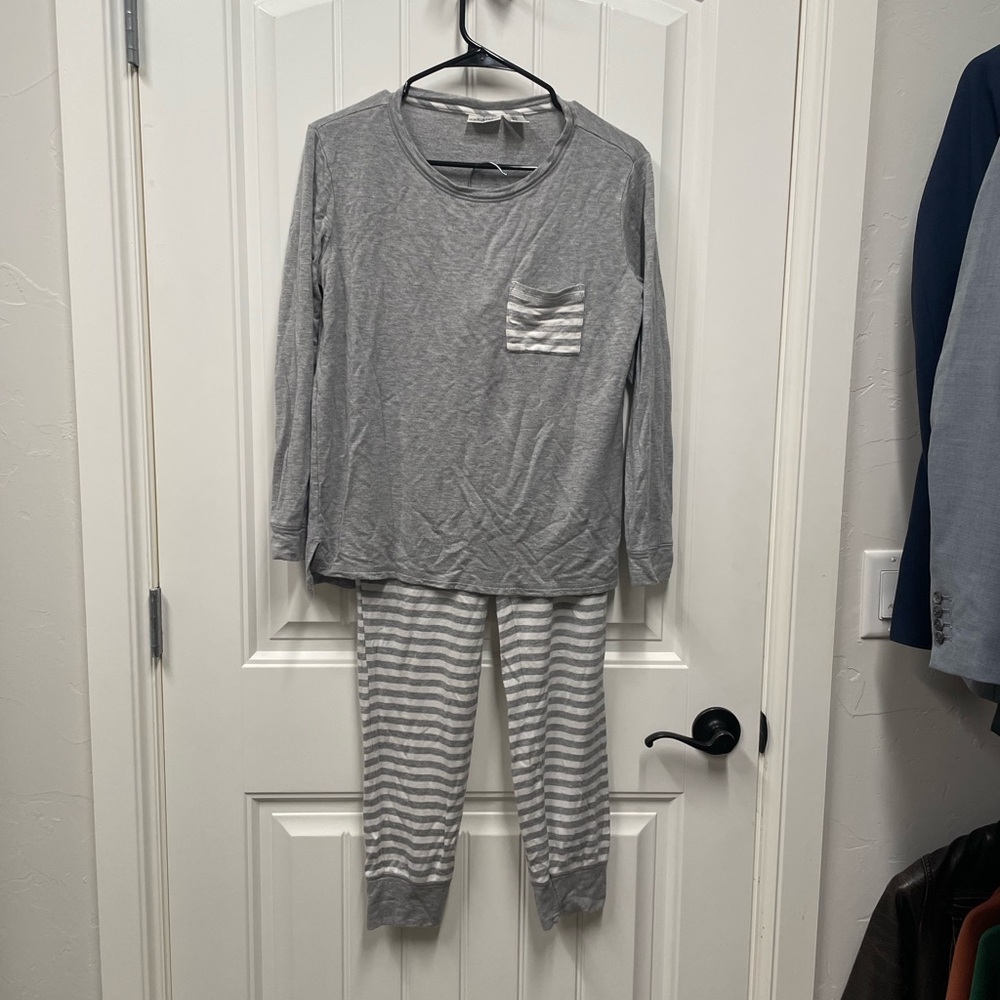 Max Studio Gray Striped Pajama Set